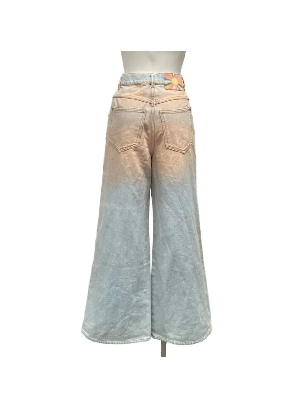 Chanel Jeans 34 S Light Blue Light Pink Wide Pants Gradient Cotton